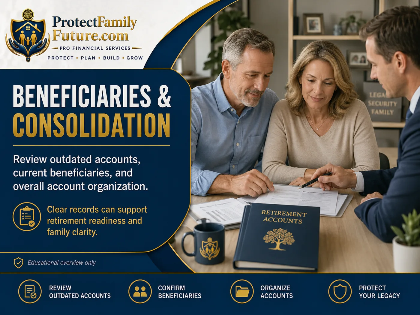 Beneficiary review and account consolidation